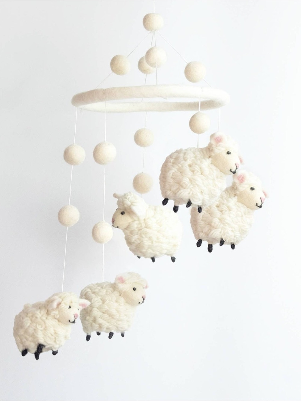 Handmade Sheep Baby Mobile Cream- Charming Nursery Decor